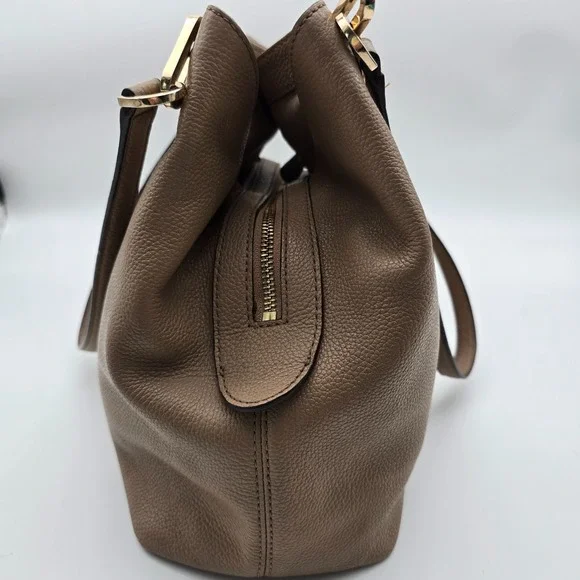 Michael Kors Raven Tan Pebble Leather Tote Shoulder Bag Hobo Style Hybrid Casual - Picture 4 of 16